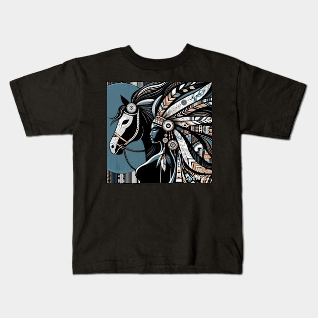 Queen and her horse by Charlotte VanRoss (cvanross ) Kids T-Shirt by Charlotte VanRoss 